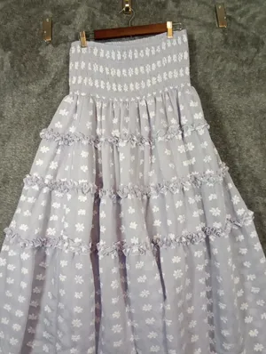 Lulu's Lavender Tiered Floral Maxi Skirt Dress Fairy Halloween Cottage Womens XL thumbnail 5
