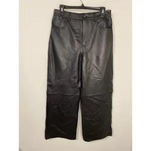 NWT Reformation Veda Kennedy Black Leather Wide Leg Pants 8 thumbnail 2