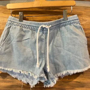 Aerie Drawstring Frayed Denim Shorts thumbnail 1