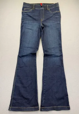 Spanx Womens Flare Jeans Dark Wash Blue Pull On Stretch Denim Size‎ Large L/G thumbnail 1