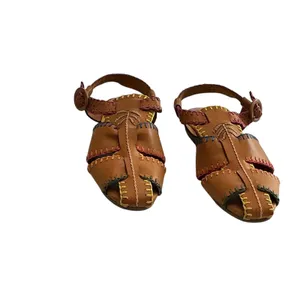 Farm Rio Womens Brown Leather Multi Color Whipstitch Fisherman Sandals 304658 thumbnail 3