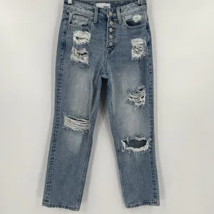 Vervet Belvoir Jeans Size 24 Super High Rise Button Fly‎ Distressed Straight Leg thumbnail 2
