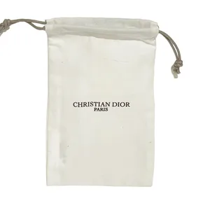 CHRISTIAN DIOR Drawstring Dust Bag Cotton Gift Pouch White‎ Small NEW thumbnail 1