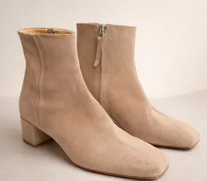 Aeyde Suede Ankle Boots Square Toe Block Heel Minimalist EU 38 US 7.5 8 thumbnail 1