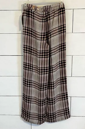 Rewash Burgundy Plaid Fashion Wide Leg Pants. Size Medium. NWT thumbnail 2