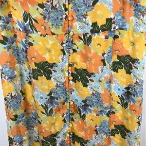 Abercrombie & Fitch Yellow Floral Button Front‎ Smocked Midi Dress Womens Medium thumbnail 4