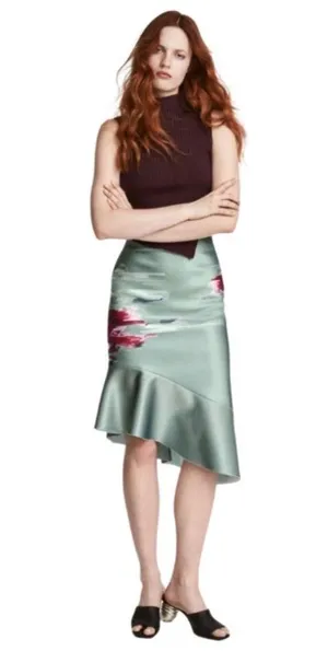 H&M Conscious Exclusive light green asymmetrical skirt Size 4 thumbnail 4