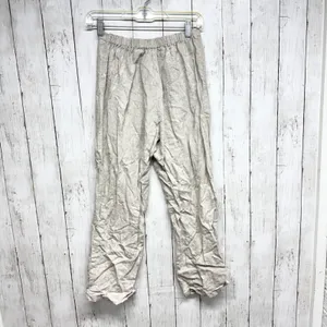 Lioness Pants Women Size Small Tan Linen Straight Leg Button‎ Zip Fly Cuffed thumbnail 3