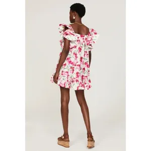 MISA Los Angeles Selma Floral Dress Ruffled A-Line Mini White Pink X-Small thumbnail 8