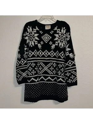 Vintage Black White Snowflake Sweater Fair Isle 90s classic, winter, vacay thumbnail 2