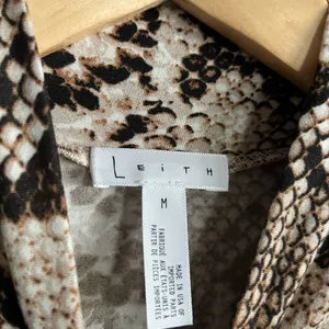Leith Snakeskin Bodycon Midi Dress Turtleneck Long Sleeve Nordstrom M thumbnail 3
