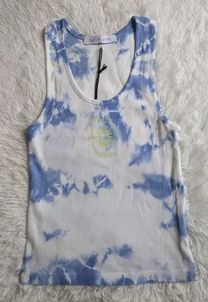 Daydreamer La Eye Tie Dye Tank In Periwinkle Cloud Crop Tank White/Blue XS NWT thumbnail 1