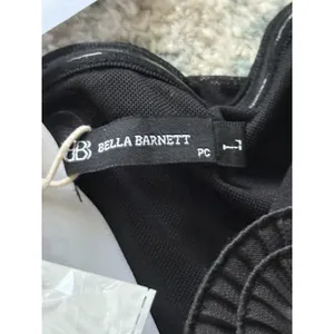 Bella Barnett NWT Flower Appliqué Maxi Dress Large Black Strapless Stretch Slit thumbnail 8
