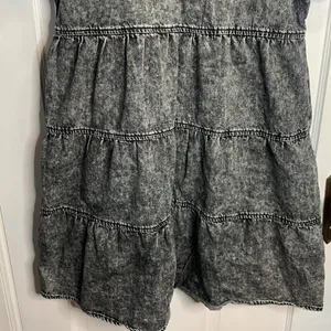 Charcoal Gray Black Acid Wash Button-down Short-sleeve Babydoll Dress W-672 Sz S thumbnail 9