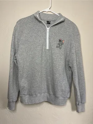 Tom & Jerry Gray Quarter Zip Sweatshirt Oversized‎ thumbnail 1
