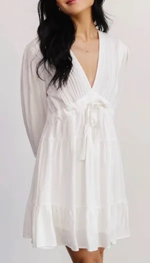 Baltic Born White Lace Trim V-Neck Tiered Mini Dress XL Boho Cottagecore thumbnail 1