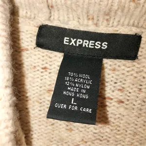 Express Wool Blend Speckled Turtleneck Sweater‎ Cream Large thumbnail 4