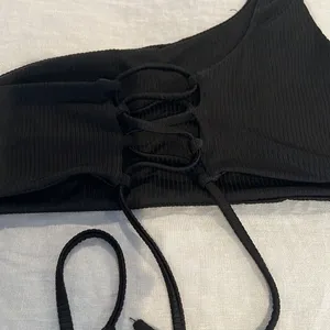 Zaful Black Ribbed One Shoulder Bikini thumbnail 3