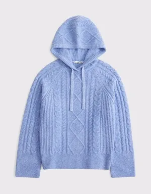✨Abercrombie & Fitch Boucle Cable-Knit Light Blue Sz Medium Hoodie✨ thumbnail 1