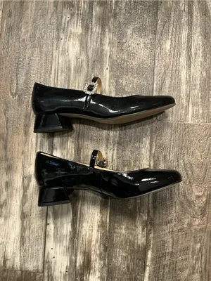 Jessica Simpson Black Patent Mary Jane Flats with Rhinestone Buckle Size 7.5 thumbnail 13