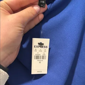Blue Ribbed Tie Front Sheath Dress for Cocktail thumbnail 4