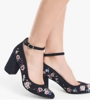 White House black market Bethany blue suede embroidered shoes 8.5 thumbnail 1