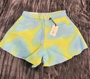 Stylish Green and Yellow Women's Shorts by We Wore What size 26 thumbnail 1