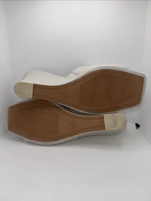 A New Day Vivi Wedge Mule Heels Women’s 10 Off-White Vegan Leather Open Toe thumbnail 9