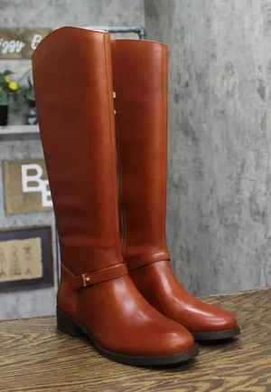 NWT On 34th Womens Firesse Riding Boots 10019685500 Cognac Leather Brown 6.5\M thumbnail 1
