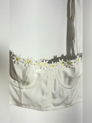 Urban Outfitters White Daisy-Trim Longline Bralette thumbnail 15