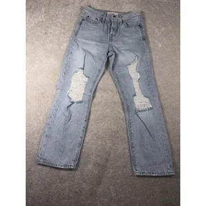 levis‎ wedgie straight distressed womens light wash button fly 25 thumbnail 2