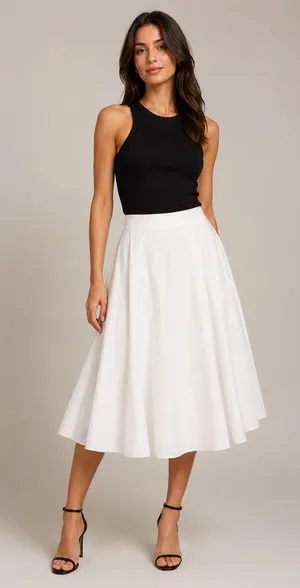 Uniqlo White Flowy Midi Skirt A-Line Swing Skirt Minimalist Summer Skirt Size XS thumbnail 1