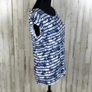 Liz Claiborne Abstract Striped Tee Shirt Top M v6x thumbnail 2