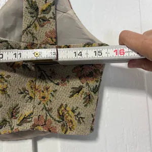 NWT Cider Natural Garden Tie Lace front Tapestry cropped top size small thumbnail 6