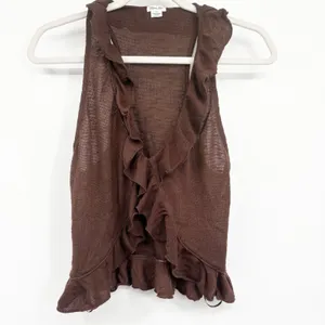 Kimchi Blue UO Womens Brown Trim Boho Fairycore Solise Ruffle Knit Tank Top S thumbnail 3