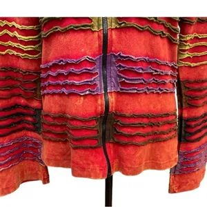 India Boutique Multi Color Women’s size M/L front zipper Rust hoodie Jacket thumbnail 7