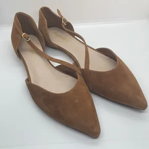 Farylrobin Camel Ballet Flats Crossover Strap 9.5 Brown thumbnail 1