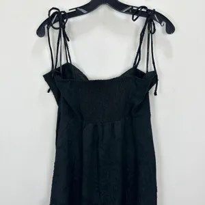 Lulus Loveliest Looks Black Floral Jacquard Tie-Strap Midi Dress Large NWT thumbnail 9