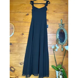 NWT Lulus Dreamy Admiration Black Ruffled Maxi Dress Gala Banquet Ball Size S thumbnail 2