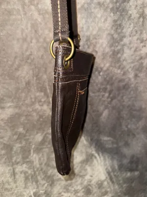 The Sak Kendra Brown Leather Crossbody Bag with Adjustable Canvas Strap thumbnail 3