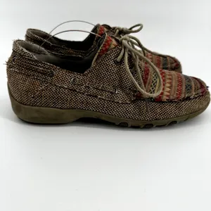 Roper Driving Moccasin Fair Isle Aztec Lace Up Round Toe Leather Tan 5.5 thumbnail 3