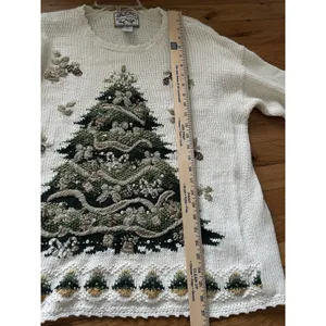 Vintage 90s Thick Knit Heirloom Collectibles Christmas Tree Sweater Size Large thumbnail 8