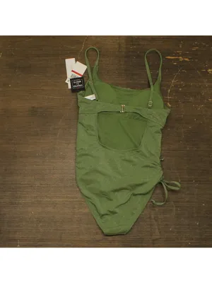 NWT Salt + Cove Lurex Open-Back Scoop-Neck One-Piece Swimsuit Olive Green XS thumbnail 5
