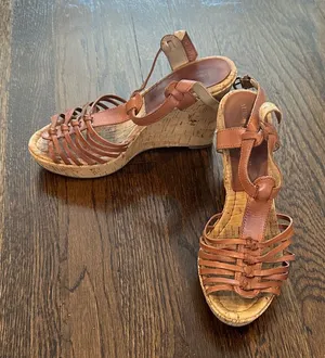 Audrey Brooke Brown Wedge Sandals thumbnail 1