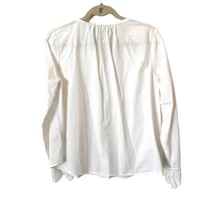 JOIE Kalyssa Pleated‎ Eyelet Blouse White Sz Medium thumbnail 4