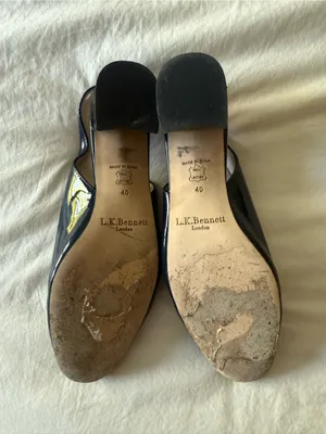 LK Bennett Navy Patent Slingback Block Heels thumbnail 6