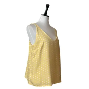 A New Day Target Top Tank Adjustable Straps Butter Yellow Polka Dot Size Medium thumbnail 2