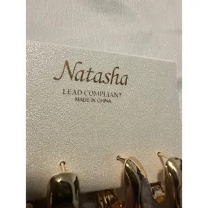 Gold Tone Hoop Earrings Natasha Lead Compliant Fashion Jewelry Chic‎ NWT thumbnail 4