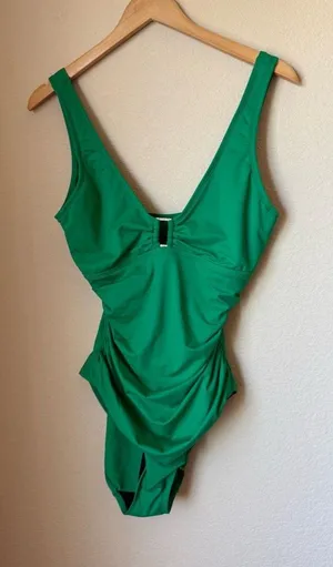 Lauren Ralph Lauren Ring Underwire One-Piece Swimsuit Green Size M thumbnail 1