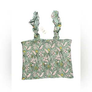 NEW Aerie Jungle Thrills Smocked Green Cropped Tank Top Boho Fairycore Women’s S thumbnail 3